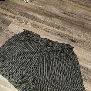 Black with white stripe paperbag shorts